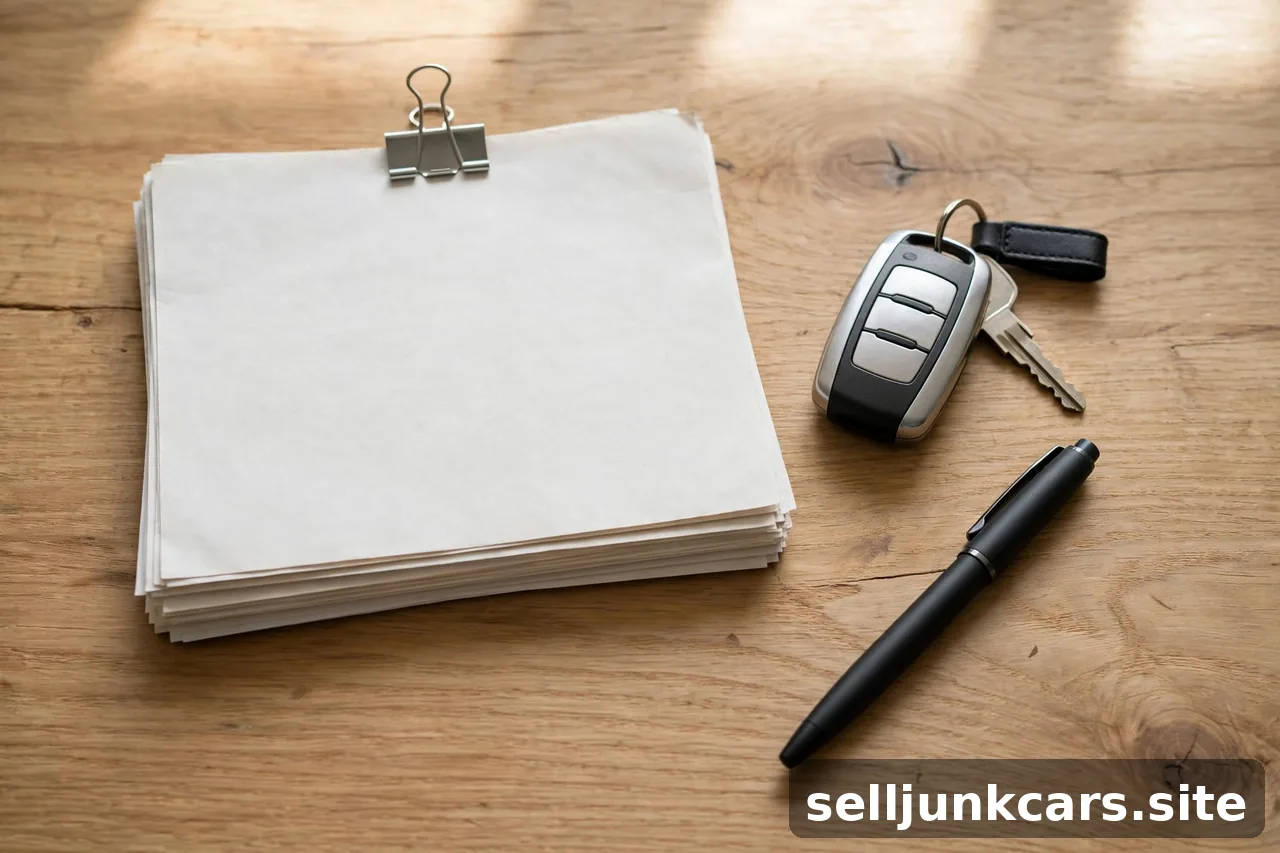 Documentos de venta, llaves y bolígrafo sobre una mesa