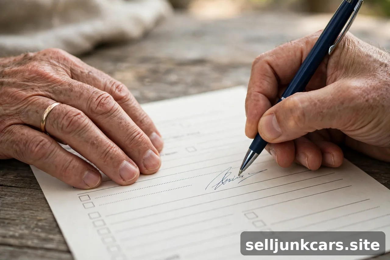 Manos firmando un contrato de compraventa