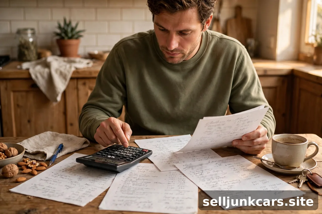 Persona comparando ofertas con calculadora