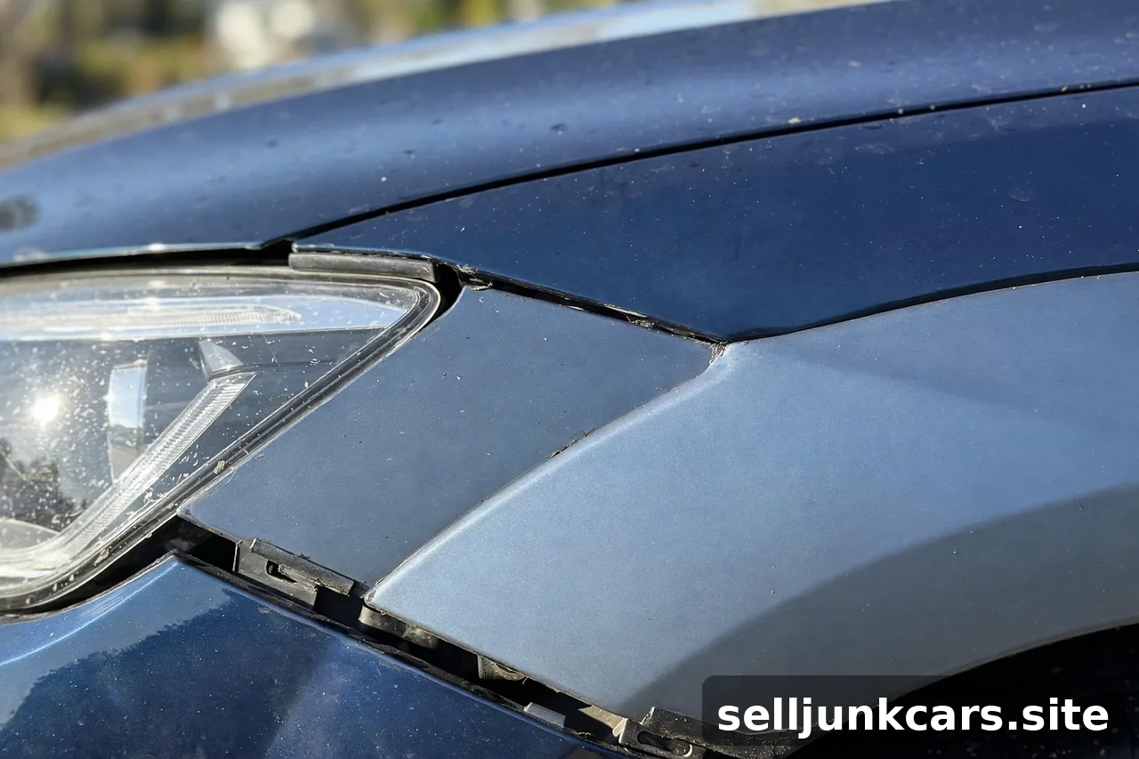 Carro con paneles de distinto tono tras una reparación