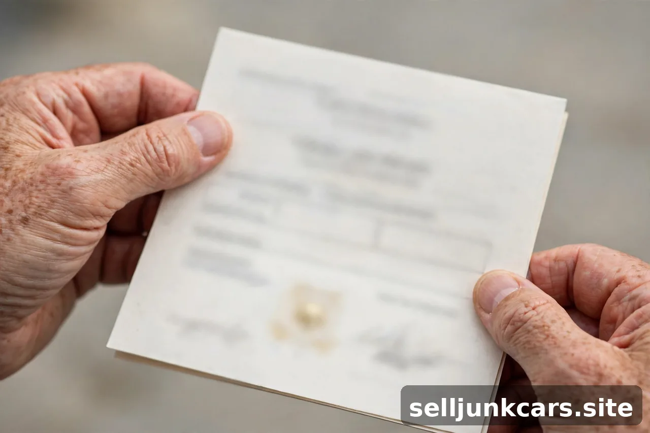 Primer plano de un certificado de título de vehículo